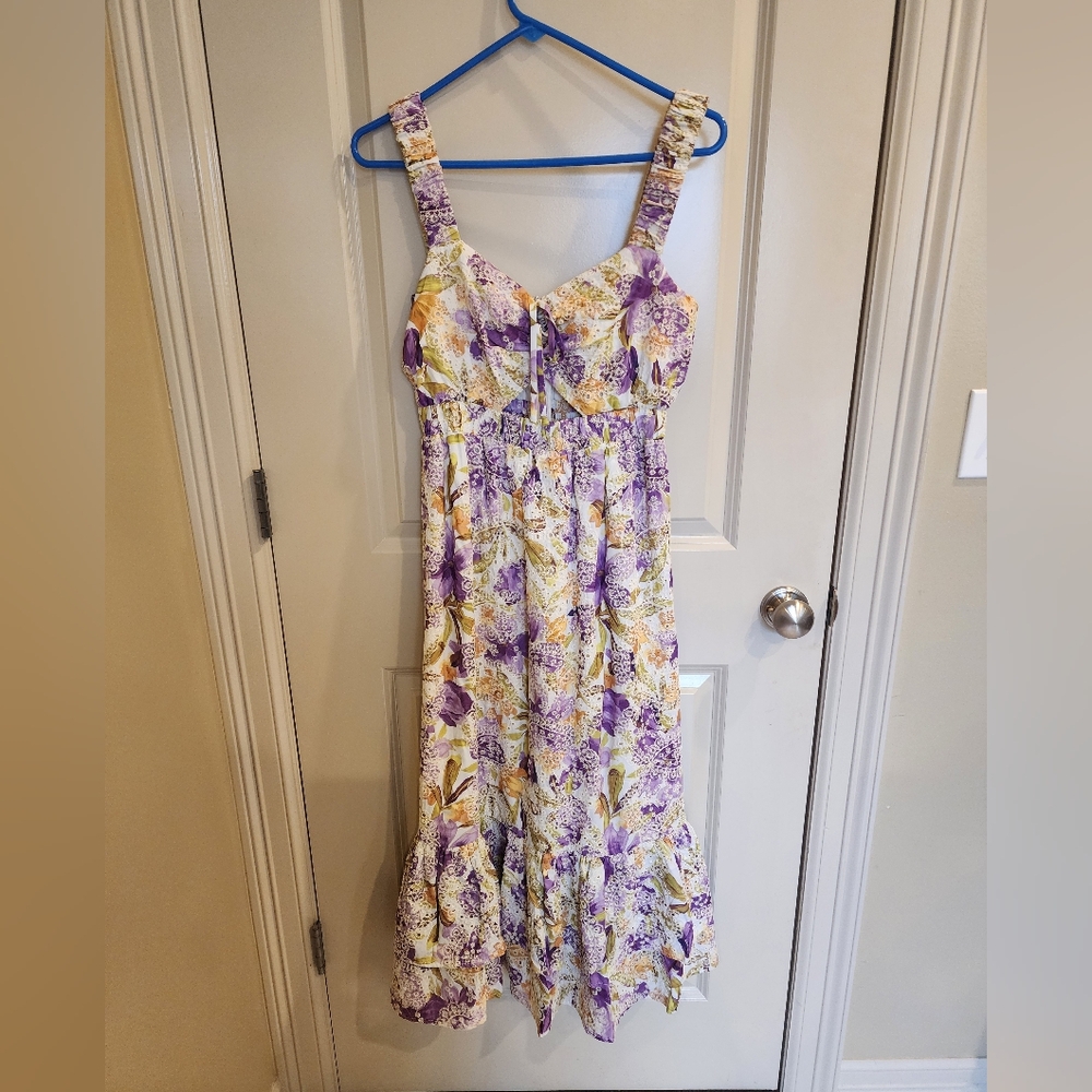 Adelyn Rae Floral Purple and Yellow Dress